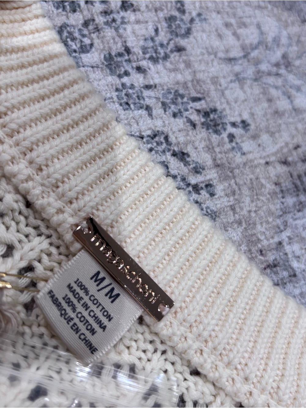 Magaschoni Creamy White Crochet Open-Knit Button-Front Cardigan, size Medium NWT - Picture 7 of 11
